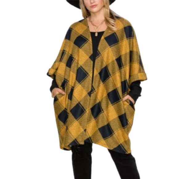 COIN 180 Other - COIN 1804 NWT Plaid Roll Sleeve Pocket Kimono Size Small-XL